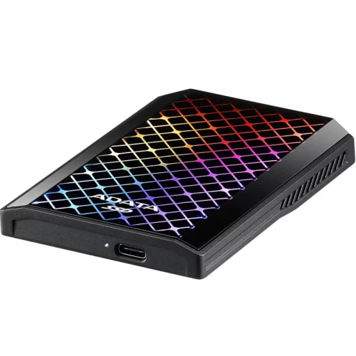Внешний твердотельный накопитель 1TB SSD A-DATA SE900G, External, USB 3.2 Type-C, R/ W -2000/ 2000 MB/ s, RGB (ASE900G-1TU32G2-CBK) фото 3