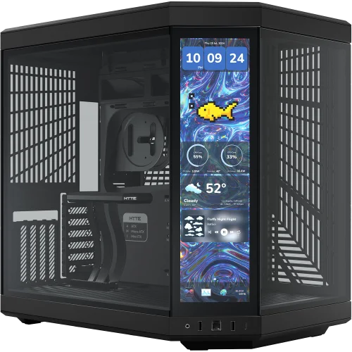 Корпус без блока питания/ Case HYTE Y70 Touch Infinite, Midi-Tower, TG, LCD, no fans, 2xUSB-A 3.2, 1xUSB Type-C, E-ATX, ATX, mATX, mITX Black (CS-HYTE-Y70TTI-BB)