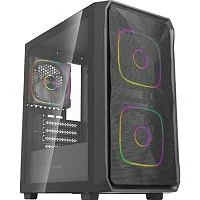Powercase Корпус Mistral SM06 ARGB, Tempered Glass, 3x120mm ARGB PWM fans, чёрный, mATX (CMMSM06B-A3)
