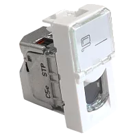 Вставка Mosaic 22.5x45, RJ-45 STP, кат.5e, со шторкой и увеличенным окном маркировки, белая (LAN-SIP-22S5E-WH)