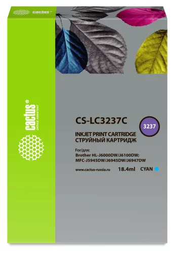 Картридж струйный Cactus CS-LC3237C голубой (18.4мл) для Brother HL-J6000DW/J6100DW с чипом