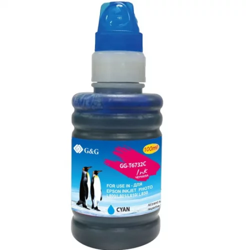 Чернила G&G GG-T6732C голубой 100мл для Epson L800, L805, L810, L850 фото 2