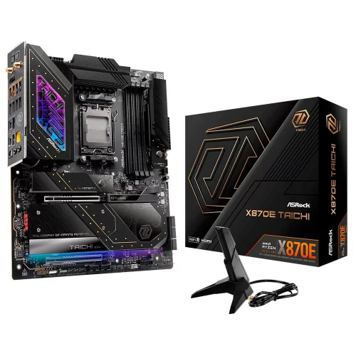 Материнская плата ASROCK X870E TAICHI, AM5, X870E, 4*DDR5, 6*SATA, 4*M.2, 2*USB 2.0, 8*USB 3.2, 2*Type-C, 2*PCIx16, 1*M.2 (Key E), HDMI, EATX