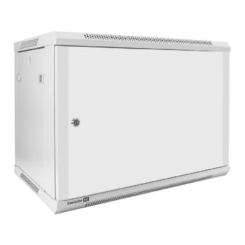 Exegate EX298613RUS Шкаф телекоммуникационный 19 настенный 9U ExeGate EC-WM-9U.450.M.GREY (19”, 9U, 600x450x500mm (ШхГхВ), передняя дверь металл, съемные боковые панели, пыле- и влагозащита IP23, све