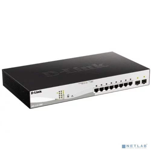 Коммутатор/ Управляемый L2 PoE-коммутатор, 8x1000Base-T PoE, 2x1000Base-X SFP, PoE-бюджет 130 Вт, защита от статического электричества до 6 кВ, CLI (DGS-1210-10MP/FL2A)