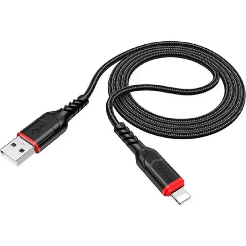 HOCO X59/ USB кабель Lightning/ 1m/ 2.4A/ Нейлон/ Black (HC-44869)