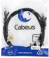 Патч-корд Cabeus PC-UTP-RJ45-CAT.5E-2M-BK-LSZH U/UTP RJ-45 вил.-вилка RJ-45 кат.5E 2м черный LSZH