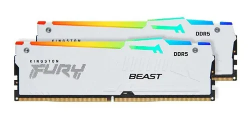 Память оперативная/ Kingston 32GB 5200MT/s DDR5 CL40 DIMM (Kit of 2) FURY Beast White RGB XMP (KF552C40BWAK2-32)