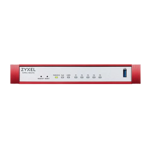 Межсетевой экран Zyxel USG FLEX 50HP с подпиской Gold на 1 год (AV, CF, IDP/ DPI, Sandboxing, SecuReporter), 1xRJ-45: 1G PoE+ (LAN/ WAN), 4xRJ-45: 1G (LAN/ WAN), 1xUSB3.0 ** (USGFLEX50HP-EUCI02F)