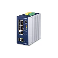 коммутатор/ PLANET IP30 Industrial L2+/L4 8-Port 1000T 802.3at PoE + 2-Port 10/100/1000T + 2-Port 100/1000X SFP Full Managed Switch (-40 to 75 C, dual redundant power input on 48~56VDC terminal block, DIDO, ERPS Ring, 1588, (IGS-5225-8P2T2S)