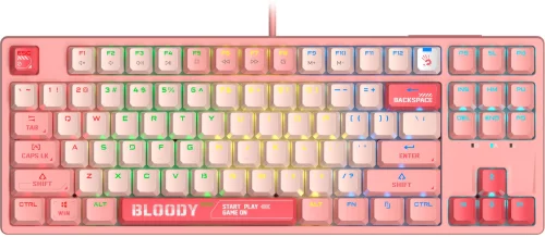 Клавиатура A4Tech Bloody S87 Energy механическая розовый USB for gamer LED (S87 USB ENERGY PINK) кабель 1.8м