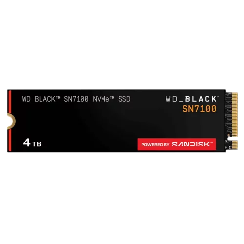 Твердотельный накопитель Western Digital Black SSD SN7100 (WDS400T4X0E) Твердотельный накопитель Western Digital Black SSD SN7100 M2.2280 PCIe 4.0 4Tb, 7000MBs/6700MBs, TBW 2400, WDS400T4X0E, 1 year