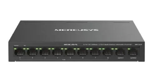 Коммутатор Mercusys MS110CP (L2) 8x100Мбит/с 2x1Гбит/с 8PoE+ 65W неуправляемый