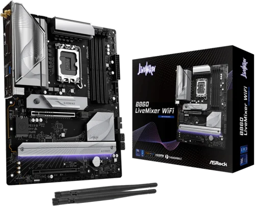Материнская плата ASROCK B860 LIVEMIXER WIFI, LGA1851, B860, 4*DDR5, 4*SATA, 3*M.2, 6*USB 3.2, 6*USB 2.0, Type-C, 2*PCIx16, 1*M.2 (Key E), HDMI, ATX
