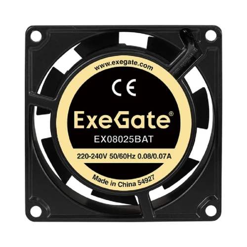 Exegate EX288998RUS Вентилятор 220В ExeGate EX08025BAT (80x80x25 мм, 2-Ball (двойной шарикоподшипник), клеммы, 2600RPM, 32dBA) фото 2