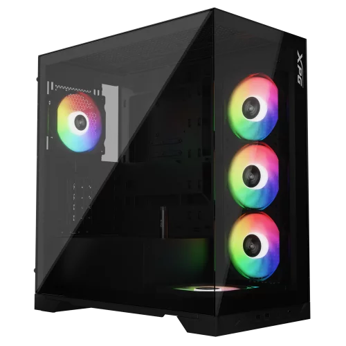 Корпус XPG INVADER X BLACK (INVADERXMT-BKCWW) Mid-Tower Gaming ATX PC Case with Panoramic View, Tempered Glass Panels, and RGB Lighting Black