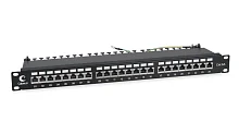 патч-панель Cabeus PL-24-Cat.6a-SH-Dual IDC Патч-панель 19" (1U), 24 порта RJ-45, категория 6a, полностью экранированная, с задним кабельным организатором