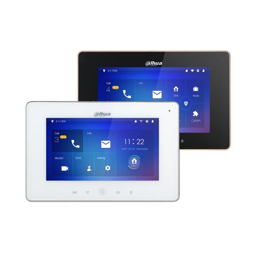 DAHUA DHI-VTH5221D-S2 Монитор видеодомофона IP 7 дюймовый, возможность просмотра IP камер, черный, ёмкостный сенсорный экран, поддержка карты памяти до 32Гб, питание DC 12V, PoE
