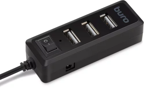 Разветвитель USB 2.0 Buro BU-HUB4-0.5L-U2.0 4порт. черный фото 2