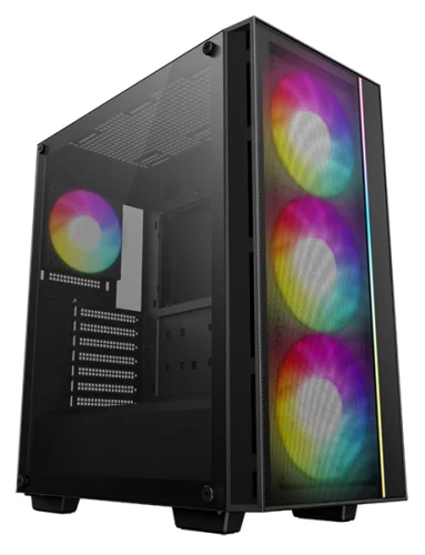 корпус Deepcool MATREXX 55 MESH V4 без БП, боковое окно (закаленное стекло), 3xARGB LED 140мм вентилятора спереди, 1xARGB LED 120мм вентилятор сзади, черный, ATX (R-MATREXX55-BKAGA4-G-4)