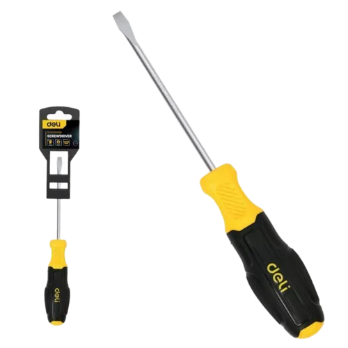 Шлицевая отвертка Deli DL6331001N 3х100мм сталь Cr-V, двухкомпонентная прорезиненная рукоять
