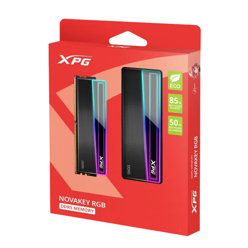 Модуль памяти ADATA 32GB XPG DDR5 5600 DIMM NOVAKEY RGB Black Gaming Memory AX5U5600C4616G-DCNKRBK Non-ECC, CL46-45-45, 1.1V, Heat Shield, Kit (2x16GB)