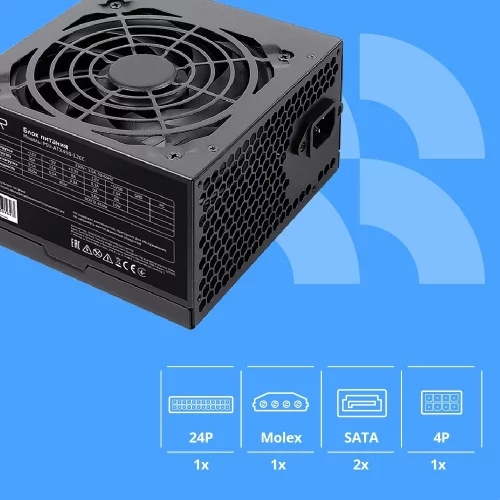 Блок питания CBR ATX 450W, 12см fan, 20+4pin/1*4pin/1*IDE/2*SATA, кабель питания 1.2м, черный [PSU-ATX450-12EC] OEM фото 3