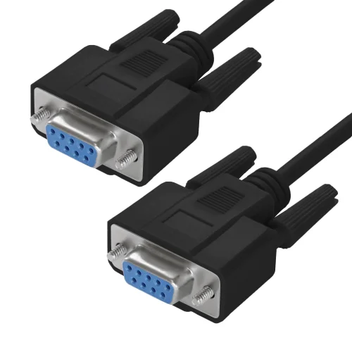 GCR PRO Кабель 1.0m черный, RS-232 DB9 F/ DB9 F, 0-модемный, 30AWG, экран, GCR PRO-57632 (GCR-57632)