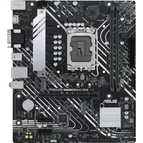 Материнская плата ASUS PRIME B660M-K D4, LGA1700, B660, 2*DDR4, D-Sub + HDMI, SATA3 + RAID, Audio, Gb LAN, USB 3.2*6, USB 2.0*6, COM*1 header (w/o cable), mATX (90MB1950-M0EAY0)
