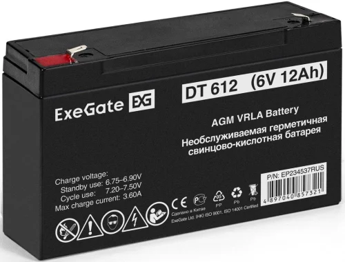 Exegate EP234537RUS Аккумуляторная батарея DT 612 (6V 12Ah, клеммы F1)