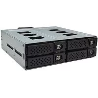 Procase G2-104-SATA3-BK {Hot-swap корзина 4 SATA3/ SAS 12G,черный,с замком,hotswap mobie rack 2,5" HDD(1x5,25),4*SATA,2xFAN 40x15mm}
