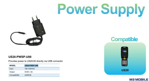 Блок питания M3 Mobile ASSY: US20 Power Supply: 100~240VAC, 5VDC, 2A (US20-PWSP-U00)