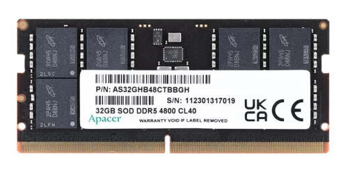 Apacer DDR5 32GB 4800MHz SO-DIMM (PC5-38400) CL40 1.1V (Retail) 2048*8 3 years (AS32GHB48CTBBGH/ FS.32G2A.PTH)