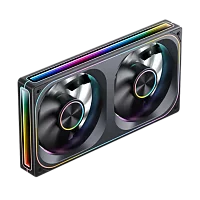 Кулер для корпуса/ Case Cooler JONSBO ZA-240BR Reverse (2x120x120mm, 4-pin PWM, ARGB, 62.4CFM, 37.3dBA, 2400RPM, Black, Single-Frame RGB Fan Unit)