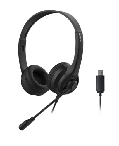 Наушники с микрофоном A4Tech HU-8 черный 2м накладные USB (HU-8#OCS)