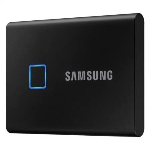 Внешние HDD и SSD/ Samsung External SSD T7 Touch, 1000GB, Touch ID, Type-C, USB 3.2 Gen2, R/W 1050/1000MB/s, 85x57x8mm, Black (12 мес.) (MU-PC1T0K/WW)