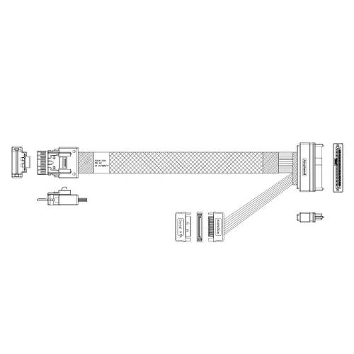 Кабель Amphenol RSL38-2309 Slimline SASx4 -to- U.2 (SFF8639), 85 Ohm, PCIe Gen3, 75СM