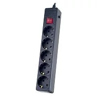 Perfeo Сетевой фильтр "POWER+" PF_A4658, 1,8м, 5 розеток, черный (PF-PP-5/ 1,8-B)