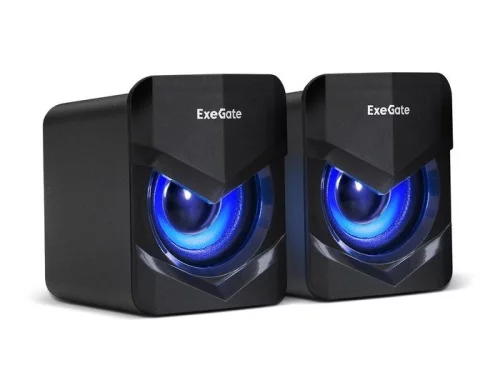 Exegate EX289685RUS Акустическая система 2.0 ExeGate Accord 200 (питание USB, 2х3Вт (6Вт RMS), 60-20000Гц,цвет черный, синяя подсветка)