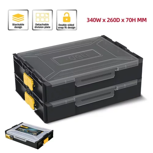 Органайзер пластиковый штабелируемый с переставными перегородками Deli DL1201 340 х 260 х 70 мм