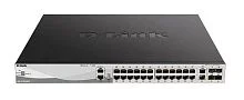 Коммутатор/ DGS-3130-30PS Managed L3 Stackable Switch 24x1000Base-T PoE, 2x10GBase-T, 4x10GBase-X SFP+, PoE Budget 370W (740W with DPS-700), Surge 6KV, CLI, 1000Base-T Management, RJ45 Console, USB, RPS, Dying Gasp (DGS-3130-30PS/B2A)