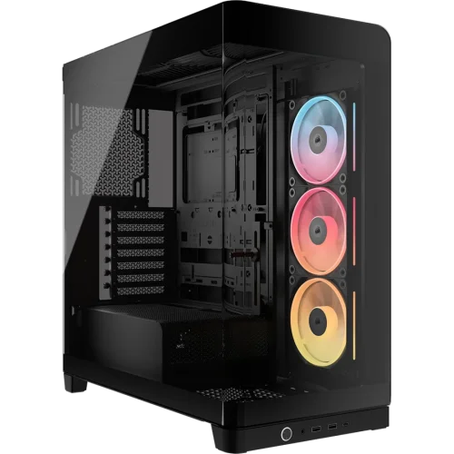 Корпус без блока питания/ Case Corsair Frame 4500X LX-R RGB iCUE LINK, Midi-Tower, TG, 3x120mm ARGB reverse fans, 2xUSB-A 3.2, 1xUSB 3.2 Type-C, E-ATX, ATX, mATX, mITX Black (CC-9011316-WW)