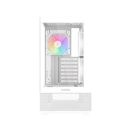 Корпус ПК без блока питания/ Case SAMA V40 White, Midi-Tower, TG, 6x120mm ARGB, 2xUSB 3.0 + 1xUSB 3.1 Type-C, ATX, mATX, mITX White (V40-WHADA6X1-GL) фото 2
