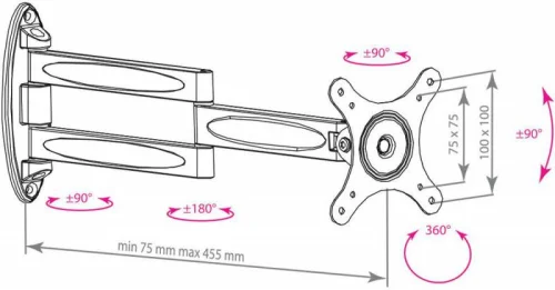 Кронштейн для телевизора Kromax TECHNO-11 белый 10-32 макс.15кг настенный поворот и наклон (29002)
