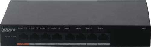 DAHUA 8-портовый неуправляемый коммутатор с РоЕПорты: 4 RJ45 10/ 100/ 100Мбит/ с (PoE/ PoE+/ Hi-PoE), 4 RJ45 10/ 100/ 100Мбит/ с (uplink); мощность PoE: порт 1 до 60Вт, порты 2~4 до 30Вт, суммарно до 60Вт; P (DH-PFS3008-8ET-60)