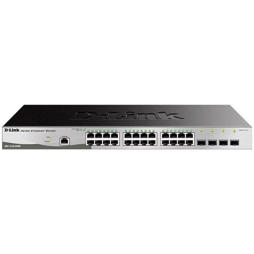 Коммутатор/ DGS-1210-28/ME/P/B Managed L2 Metro Ethernet Switch 24x1000Base-T, 4x1000Base-X SFP, Surge 6KV, CLI, RJ45 Console, RPS, Dying Gasp, power supply unit with UPS function (DGS-1210-28/ME/P/B2A) фото 3