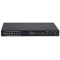 *Коммутатор Dahua DH-S4220-16GT-240 20-портовый гигабитный управляемый коммутатор с PoE, уровень L2, 16xRJ45 1Gb PoE, 2xRJ45 1Gb, 2xSFP 1Gb, суммарно до 240Вт, коммутация 56 Гбит/ с, MAC-таблица 8к, металл