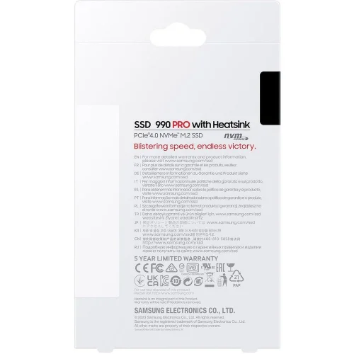 Твердотельный накопитель SSD M.2 2280 4TB Samsung 990 PRO with Heatsink MZ-V9P4T0GW PCIe Gen4x4 with NVMe, 7450/6900, IOPS 1600/1550K, MTBF 1.5M, Samsung V-NAND TLC, 4GB LPDDR4MB, 2400TBW, RTL фото 16