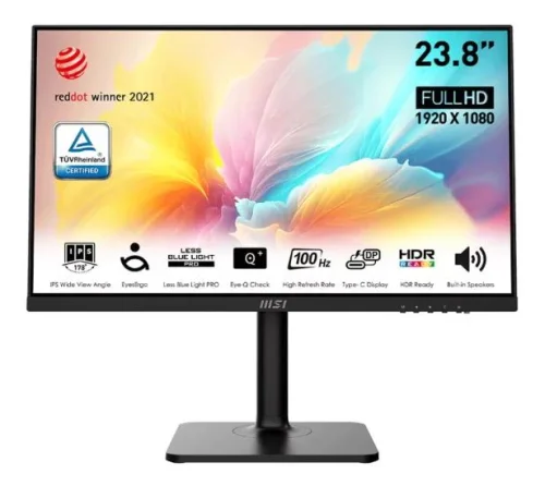 Монитор MSI PRO MP2412P 23.8 16:9 FHD(1920x1080) IPS Flat,1ms(MPRT),1000:1,100M:1,300nit,178/ 178,HDMI 1.4,USB-C,Speaker,Tilt,Swivel,Height,Pivot,VESA,100Hz,Black,1y war-ty (9S6-3PA59H-095)