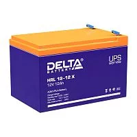 Батарея DELTA серия HRL-X, HRL 12-12 X, напряжение 12В, емкость 12Ач (разряд 10 часов), макс. ток разряда (5 сек.) 160А, макс. ток заряда 3.6А, свинцово-кислотная типа AGM, клеммы F2, ДxШxВ 151х98х95мм., вес 3.85кг., срок службы 12 лет./ Battery DELTA se